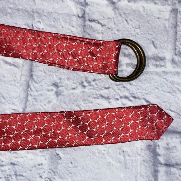 J. Crew Silk Belt D Ring Pink & White Dot Pattern Size S/M - Picture 5 of 7